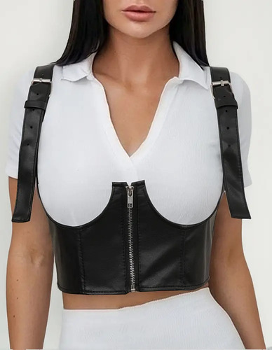 [qqny] Nn Crop Top Bustier Punk Corset Vinipiel Sexy