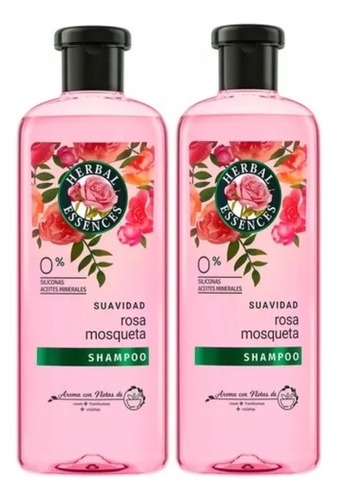2 Shampoo Herbal Essences Suavidad Rosa Mosqueta 400 Ml