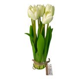 Ramo De Tulipanes Artificiales 7 X 28 Cm Blanco