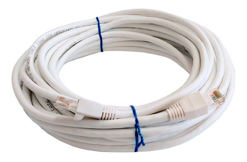 Cable Ethernet Cat 6 Blanco De 20 Metros Real Gigabit