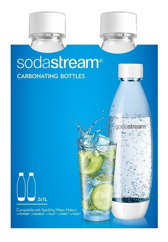 Botellas 1 Litro  Twinpack Soda Stream Pack X 2 Blancas  
