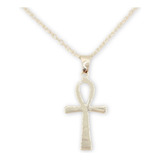 Collar Cruz Egipcia De Ankh Protección Plata 925 Cadena 50cm