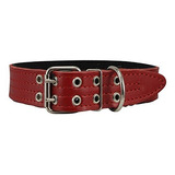 Cuero Auténtico Collar De Perro, Acolchado Rojo, 1,5  De Anc