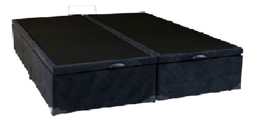 Cama Box Baú Queen Bipartido Blindado Suede Preto