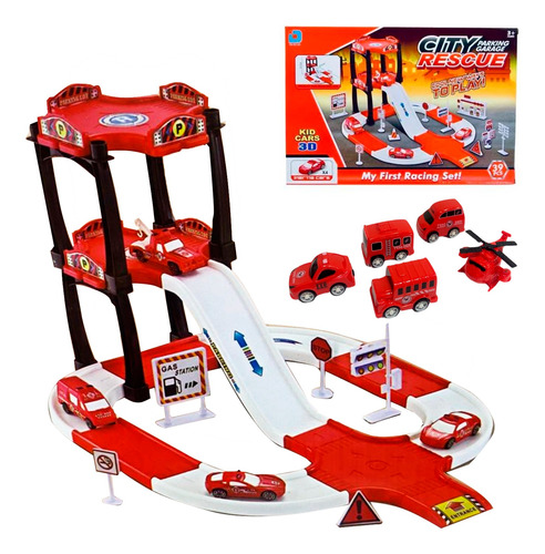 Pista Bomberos Cars + 8 Carros Juguete Niños Regalo Niños 