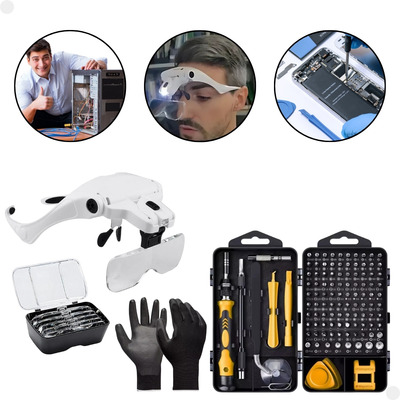 Kit Manutenção Celular Chave Y Torx T3 Lupa De Cabeça E Luva