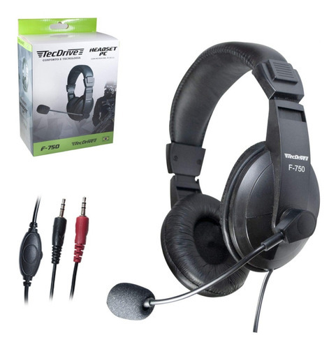 Fone De Ouvido Headset Tecdrive F750 Preto Com Microfone