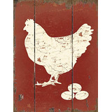 Colocación De Gallina Huevos Frescos Retro Madera Placa