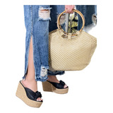 Hermoso Combos Sandalias Plataforma  Y Bolso Yute  35/40