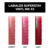 Kit Labiales Maybelline Vinyl Ink X 3 - Cheeky, Coy, Lippy Color Cheeky - Lippy - Coy Acabado Satinado