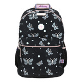 Mochila Grande Chenson Primaria Happy Girl Porta Tablet Negra Mariposa Hg65773-3 Coleccion Tanye Color Negro