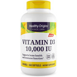 Vitamina D3 Healthy Origins 10,000 Iu 360 Cápsulas Blandas Sabor Sin Sabor