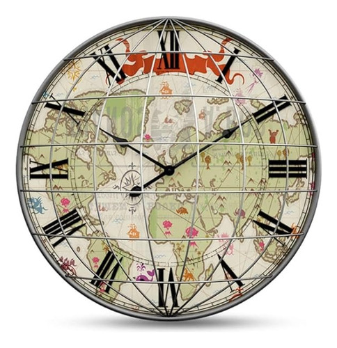 Reloj De Pared  Mundo Vintage