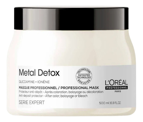 Máscara Loreal Metal Detox 500ml - Pós Coloração E Mechas 