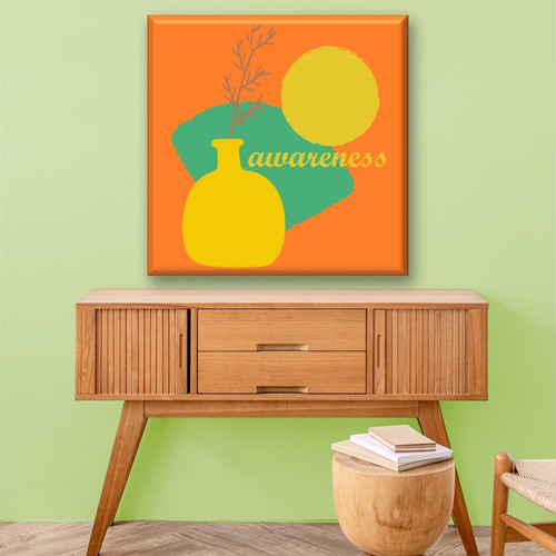 Cuadro Canva Decorativo Jarrón Amarillo 80x80 Cm