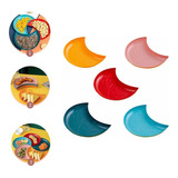 Set 5 Platos Para Servir- Decorativos Media Luna Colores 