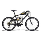Bicicleta Motorizada Mtb Sport 2t Kit Motor 80cc Aro 26 Cor Preto