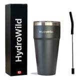 Vaso Térmico Cafe Hydrowild 770 Ml + Bombilla Metálica Negro