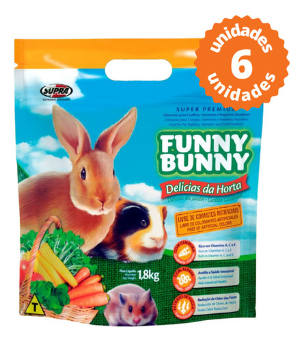 Ração Porquinho-da-india, Coelho, Hamster Funny Bunny 1,8kg