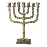 Candelabro Menorah 7 Velas Judaica Igreja Bronze 35cm Polido