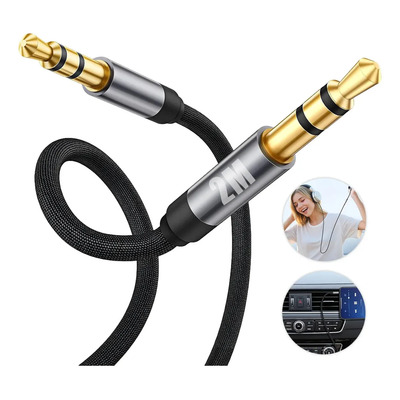 Gouruzi 2m Cable Auxiliar Audio Jack 3.5mm Macho A Macho,alta Fidelidad,conectar Y Jugar,para Auriculares, Audio,teléfonos Móviles, Tabletas, Coches, Guitarras, Mandos De Videojuegos,etc.general