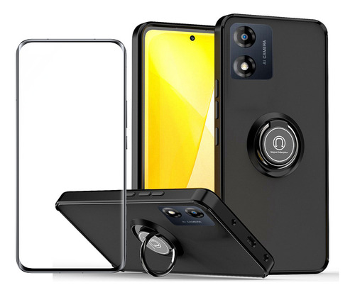 Funda For Moto E13 De La Piel Anillo Tener Vidrio Membrana