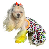 Roupa Vestido Oncinha Neon Para Cão E Gato