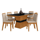 Conjunto Mesa De Jantar 6 Cadeiras Nairóbi Cina/pret/bege-ma Cor Cinamomo/preto/bege 03