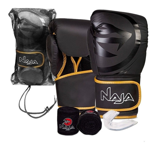 Naja Luva Boxe Bandagem Protetor Bucal Kit Completo