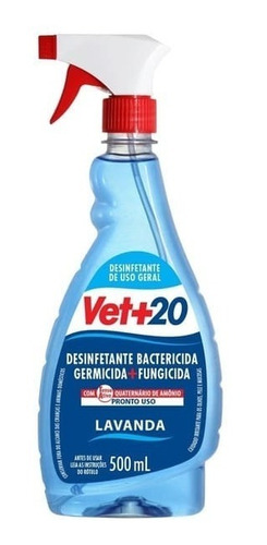 Desinfetante Pronto Para Uso Em Spray Vet+20 Lavanda 500ml