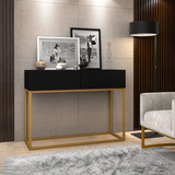 Buffet Eros Industrial Dourado Balcão Industrial Com Gaveta Cor Preto/dourado