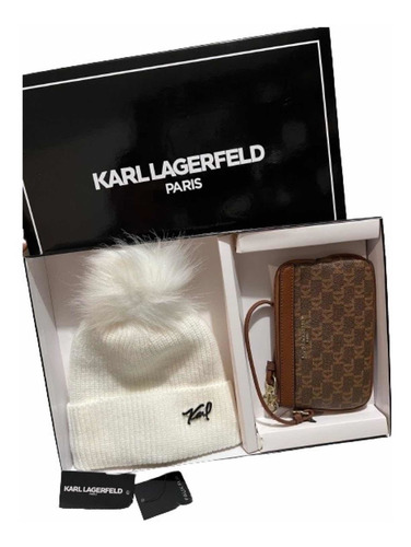 Karl Lagerfeld Cartera + Gorro 100% Original Muñequera