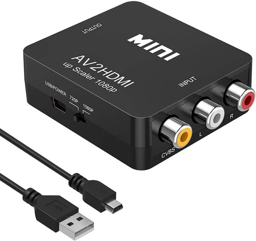 Conversor Rca A Hdmi Adaptador 1080p Camara Consola Play Led