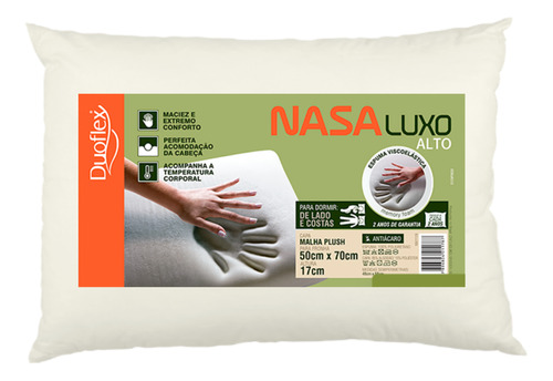 Travesseiro Duoflex Nasa Alto Luxo P/ Dormir De Lado/costas