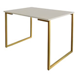 Mesa Industrial Escrtório Home Office Estudos Fácil Montagem Cor Dourado