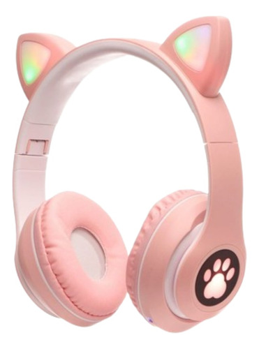 Fone De Ouvido Gatinho Bluetooth Infantil Led Menino Menina