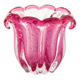 Vaso Lyor Italy De Vidro Rosa 13cm X 11cm X 10cm