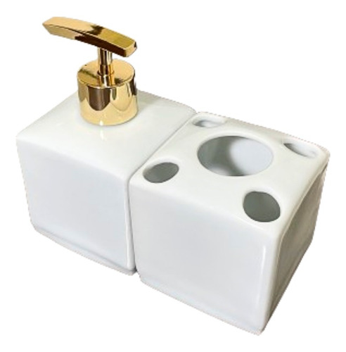 Kit Lavabo Banheiro Porta Sabonete Liquido E Porta Escova