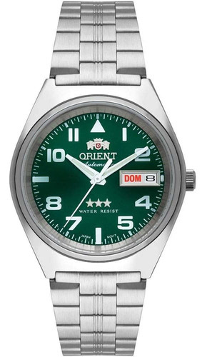 Relógio Orient Masculino Automático 469ss083 E2sx Verde Cor Da Correia Prateado Cor Do Bisel Prateado