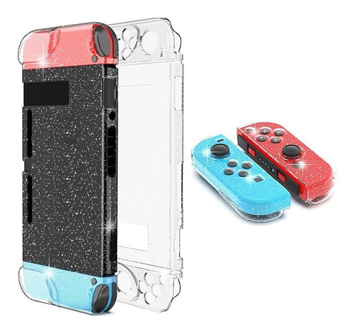 Case Acrílico Transparente Glitter Proteção Nintendo Switch!