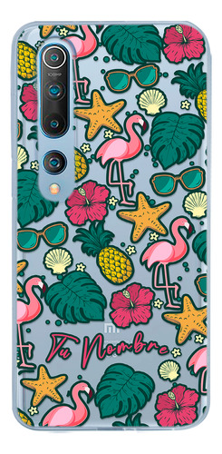 Funda Para Xiaomi Flamingos Tropical Personalizada Tu Nombre