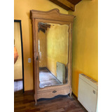 Antiguo Ropero De Madera Con Imponente Espejo - Impecable