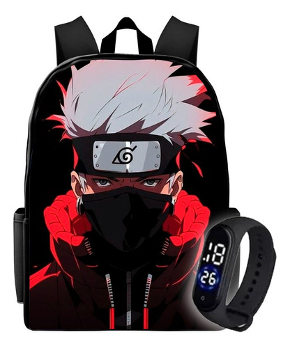 Mochila Naruto Estilo Coreano, Bolsa Escolar + Relogio