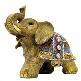 Elefante Manto Rojo Budismo Figura Decorativa Grande 20cm
