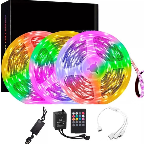 Luz Tira Led Rgb 15 Mts Audioritmico 5050 Sonido Musica Dj 