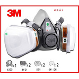 3m Respirador 6200 + Filtros 6001 Al 6001 + Accesorios Lente