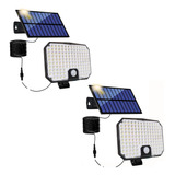 2 Lámparas Cob Solar 120 Leds Cable 5 Metros Panel Externo