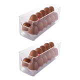 Set X 2 Organizador Porta Huevos 10x30 Cm Huevera Acrilico