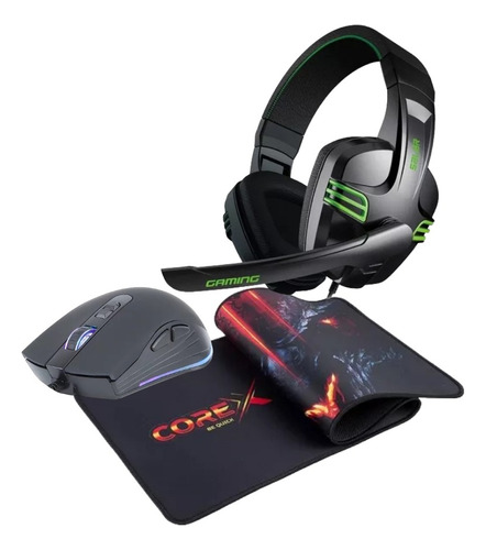 Kit Gamer Mouse Corex Mo-260 3200dpi Rgb - Auricular - Pad 