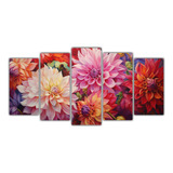 250x125cm Cuadro Floral De Dahlias En Lienzo Bastidor Madera